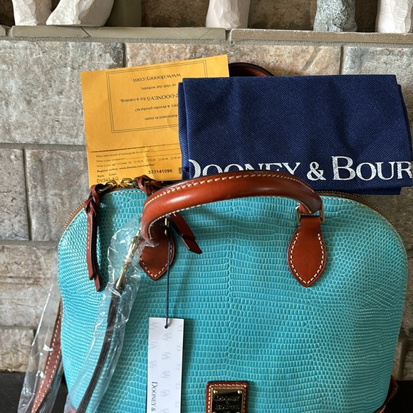 NWT Rare Aqua Dooney zip satchel or shoulder bag - Picture 9 of 9